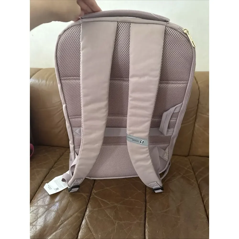 Swissdigital Design Multi-functional 2-In-1 Travel Backpack/Suitcase Mauve Pink